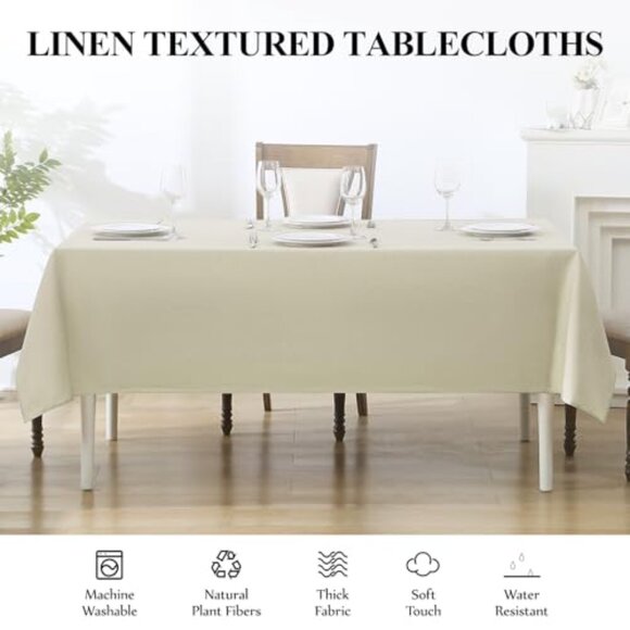 Waterproof Faux Linen Tablecloth 52x70 Inch for Dining Buffet Parties - Picture 6 of 7